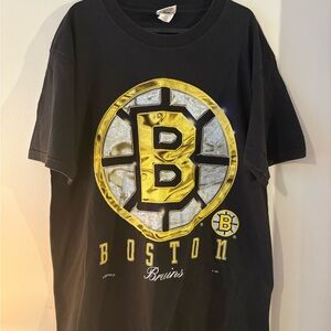 Vintage  90’s NUTMEG MILLS Boston Bruins NHL Hockey Black T-Shirt
